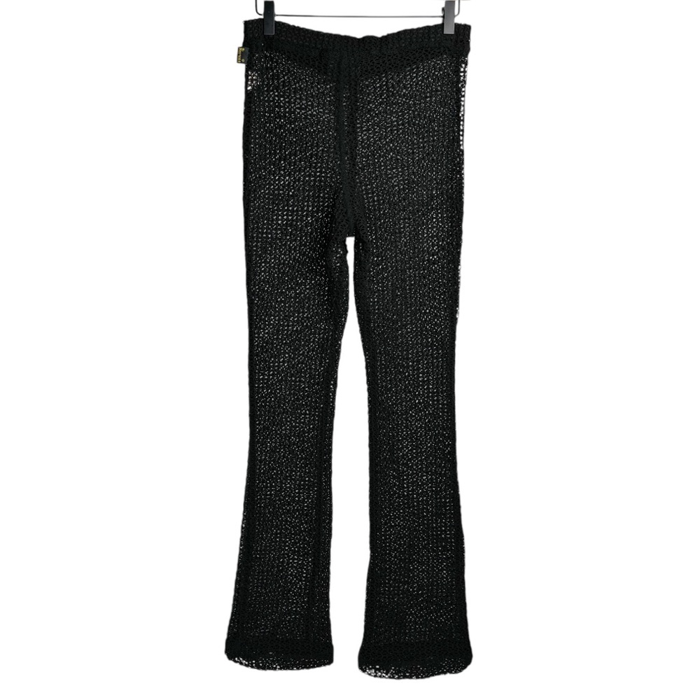 Vtg Doc Martens Black Crochet Cutout Pants Sz Medium Straight Bootcut